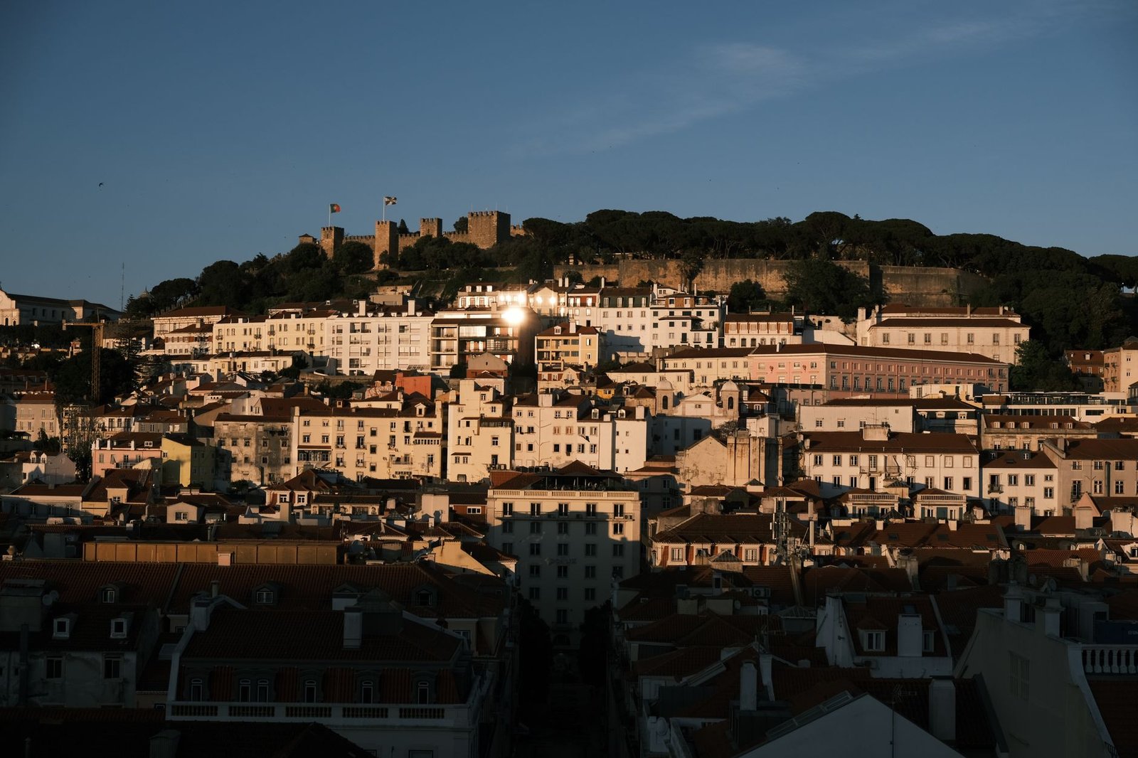 lisbon castle sunset summer evening